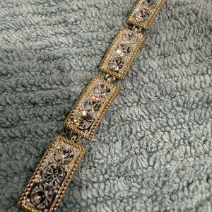 Gold-Tone Crystal Link Bracelet - Clear Rhinestones